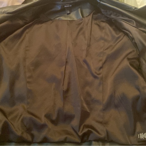 Torrid Sleek Black Leather Jacket with Embroidery on back - Picture 10 of 12
